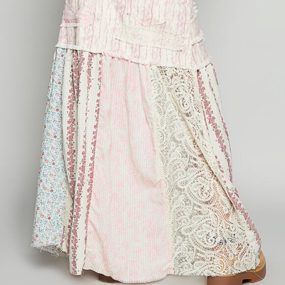 POL Clothing Woven Patchwork Maxi Skirt In Mixed Floral Print NEW! - Picture 3 of 12